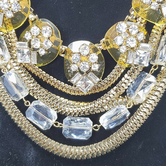SHOP HQ multi chain and crystal station gold tone necklace 6 strands - Picture 2 of 6